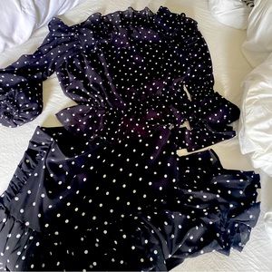 A beautiful black and white set of blouse and skirt